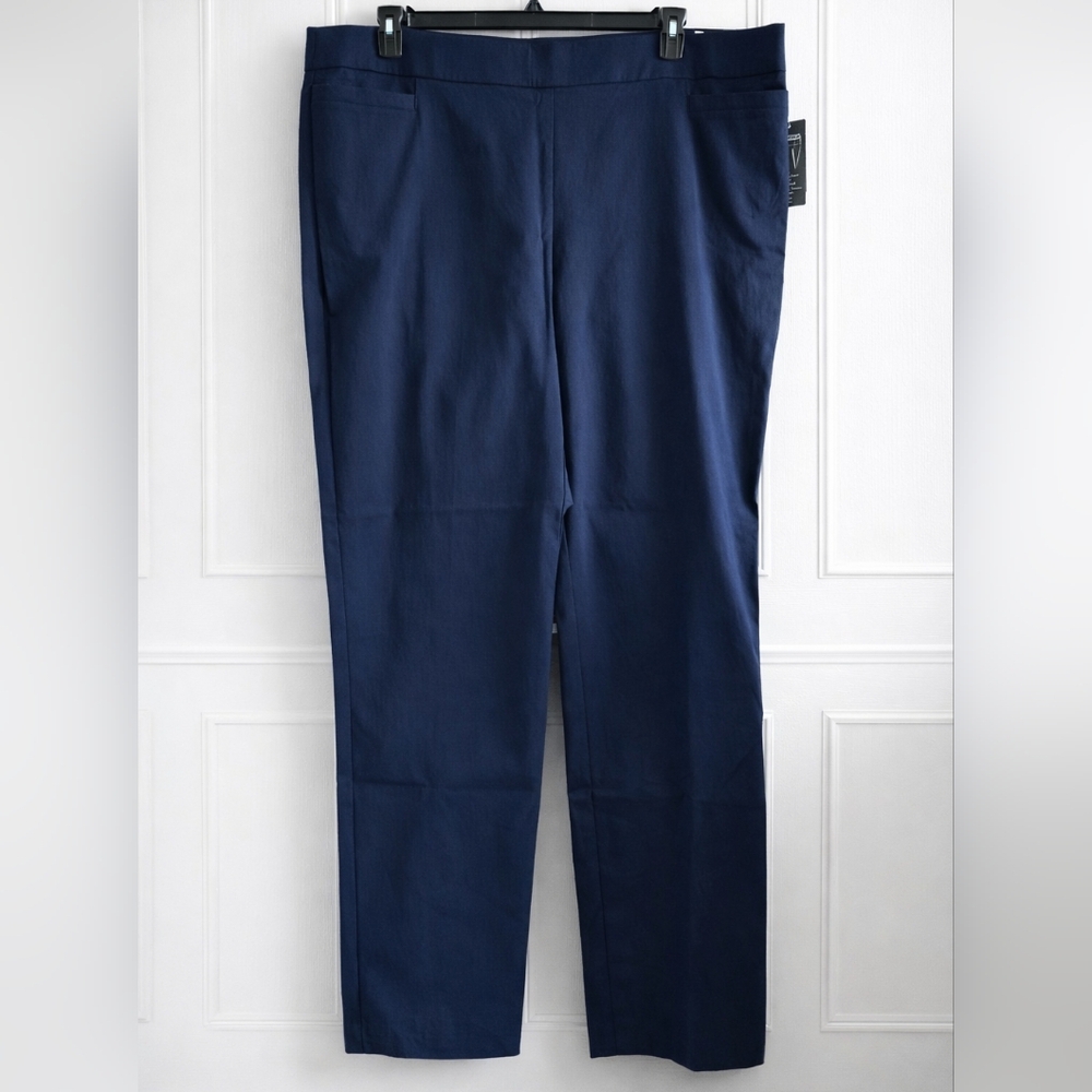 Kim Rogers Super Stretch Straight Pants 24W Tall Navy Tummy Control Straight Leg